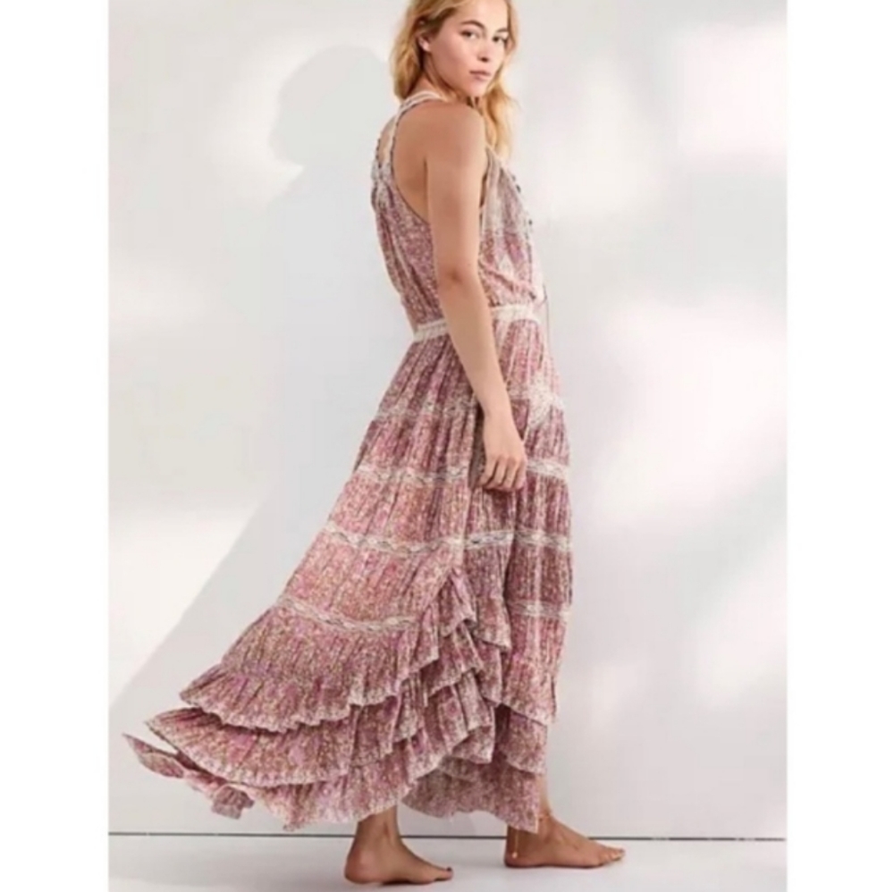 New Free People Pink Paisley Dolly Bodysuit Dress S Small Rare Sold Out